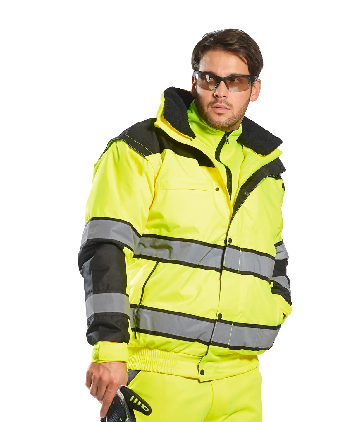 Hi-vis classic bomber jacket (C466) | Yellow/Black