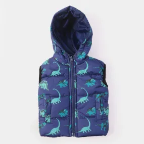 Infant Boys Sleeve Less Quilted Jacket Dino-Navy