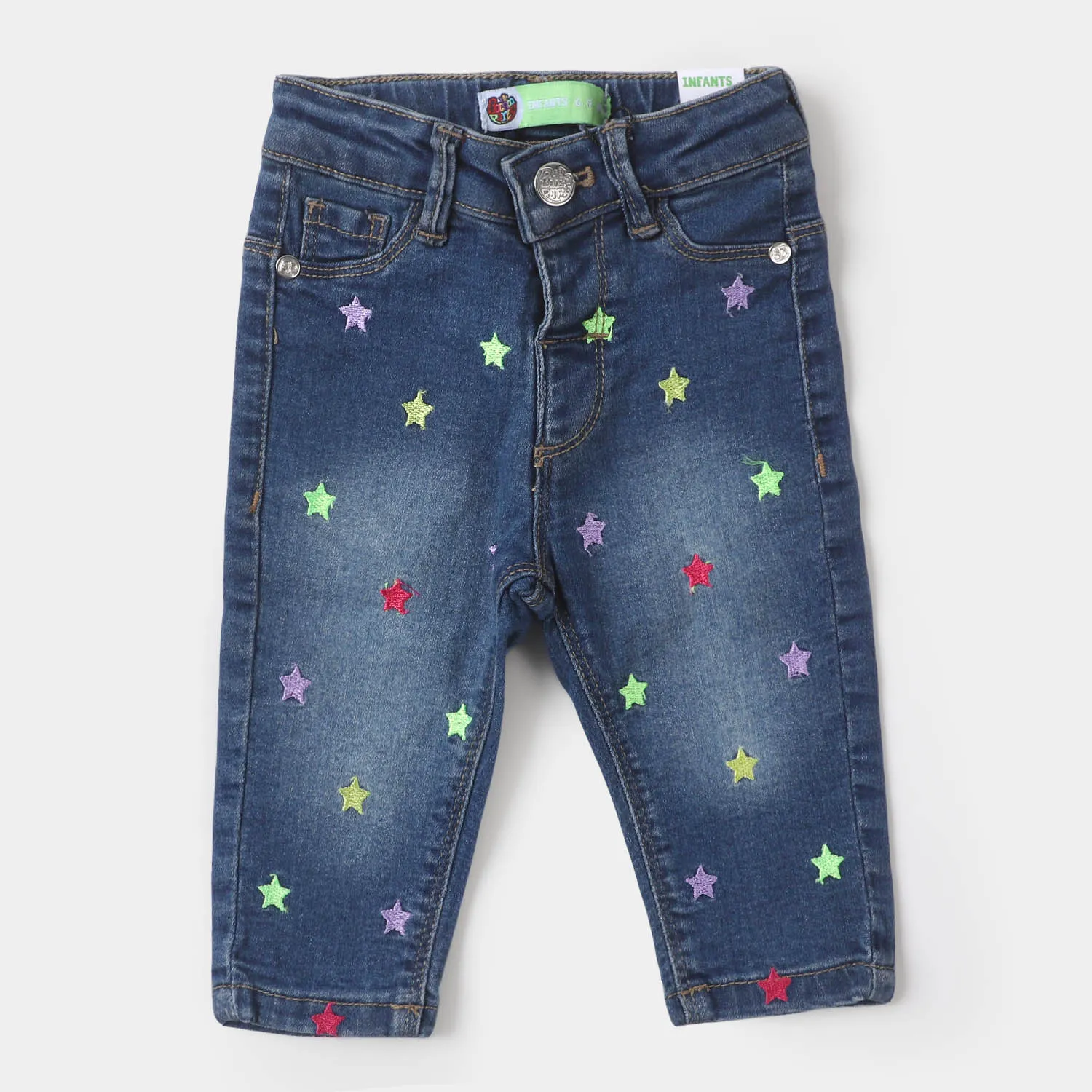 Infant Girls Denim Pant Stars - DARK BLUE