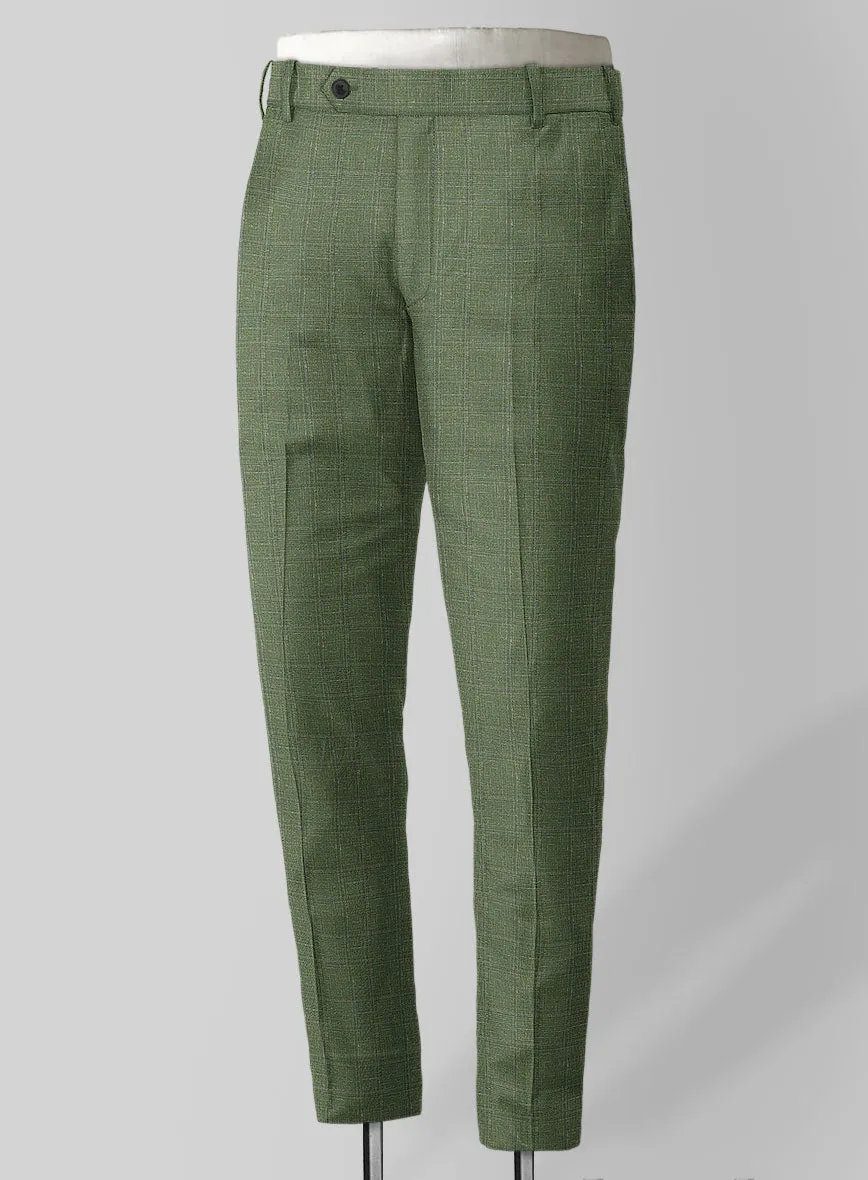 Italian Murano Gumil Green Wool Linen Silk Pants