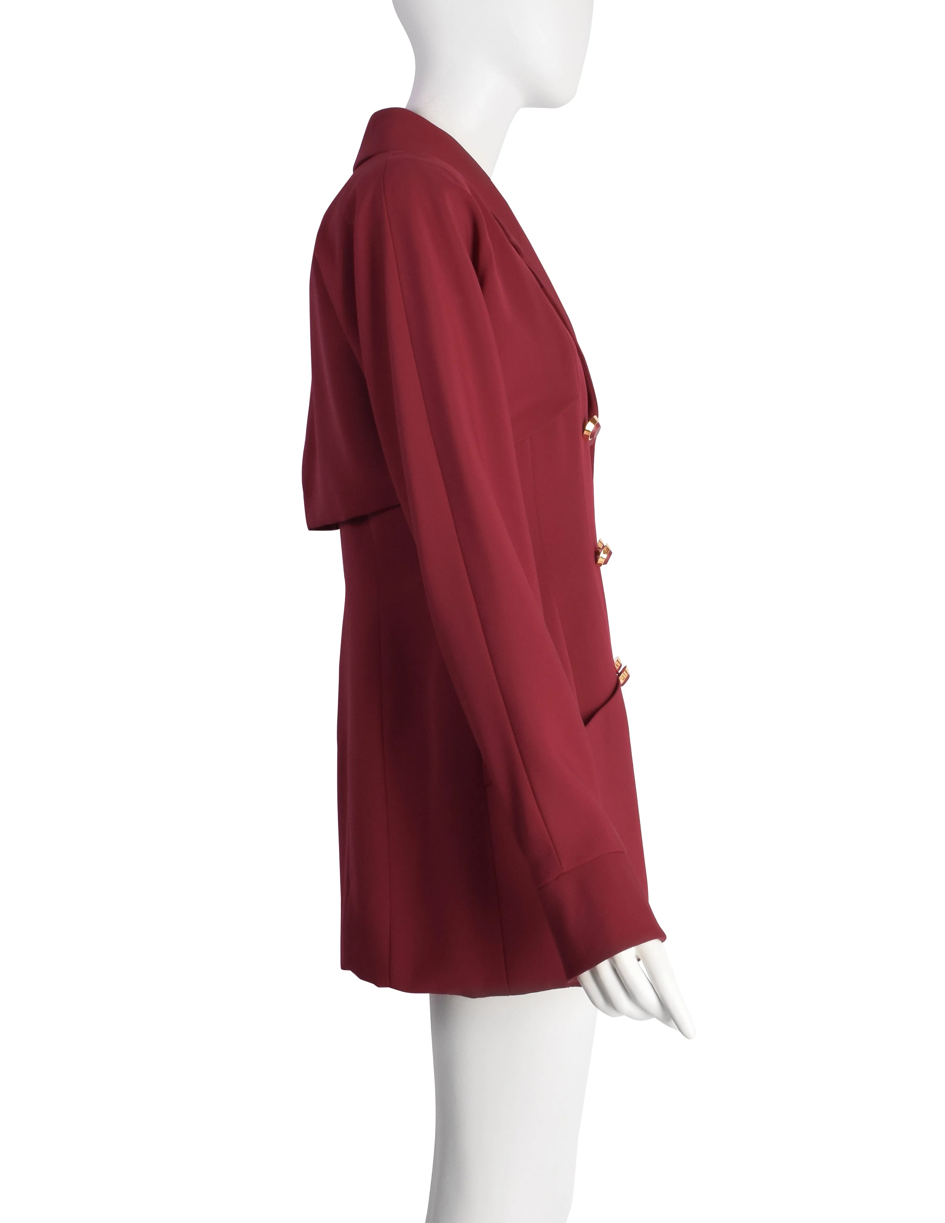 Karl Lagerfeld Vintage AW 1991 Deep Red Wool Gabardine Double Breasted Tailored Jacket