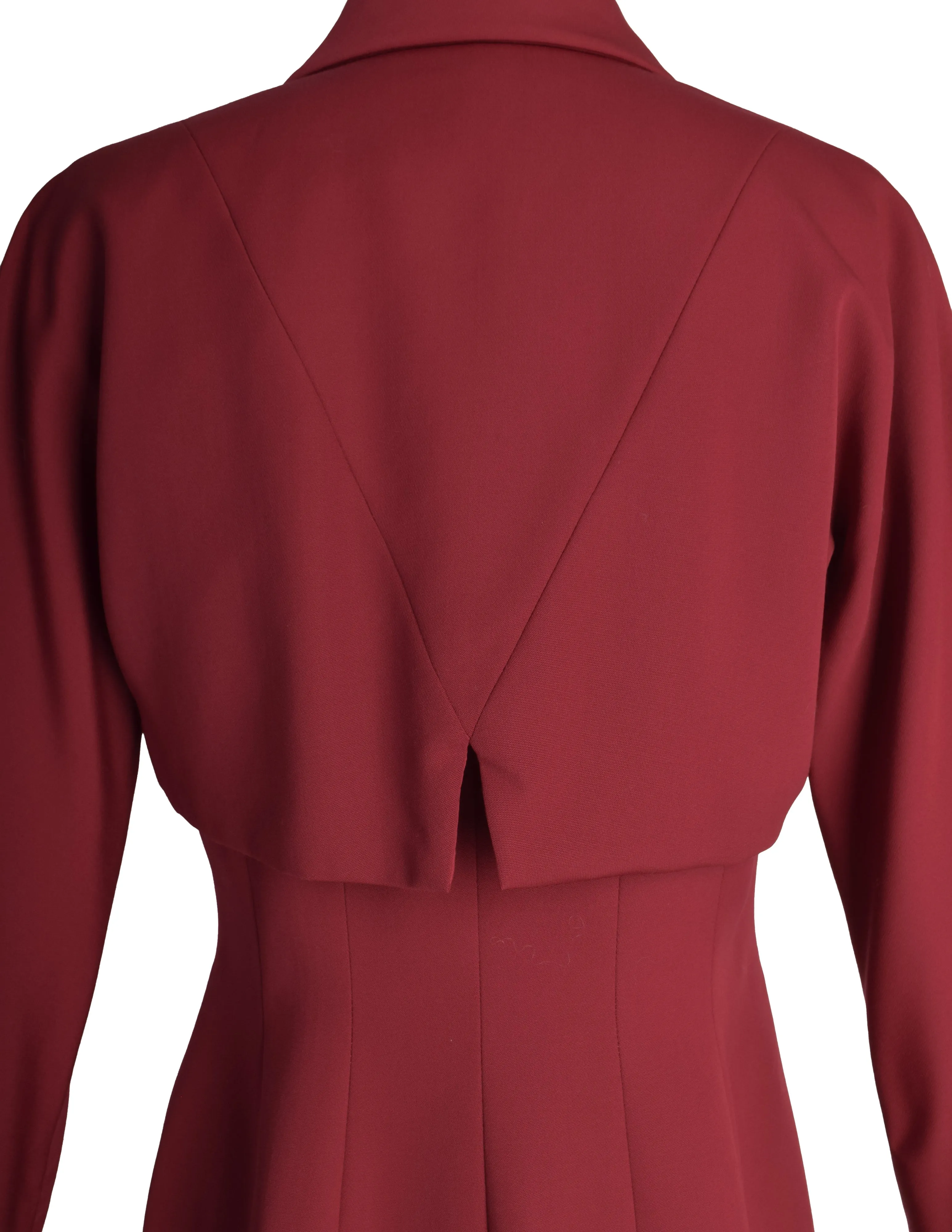 Karl Lagerfeld Vintage AW 1991 Deep Red Wool Gabardine Double Breasted Tailored Jacket