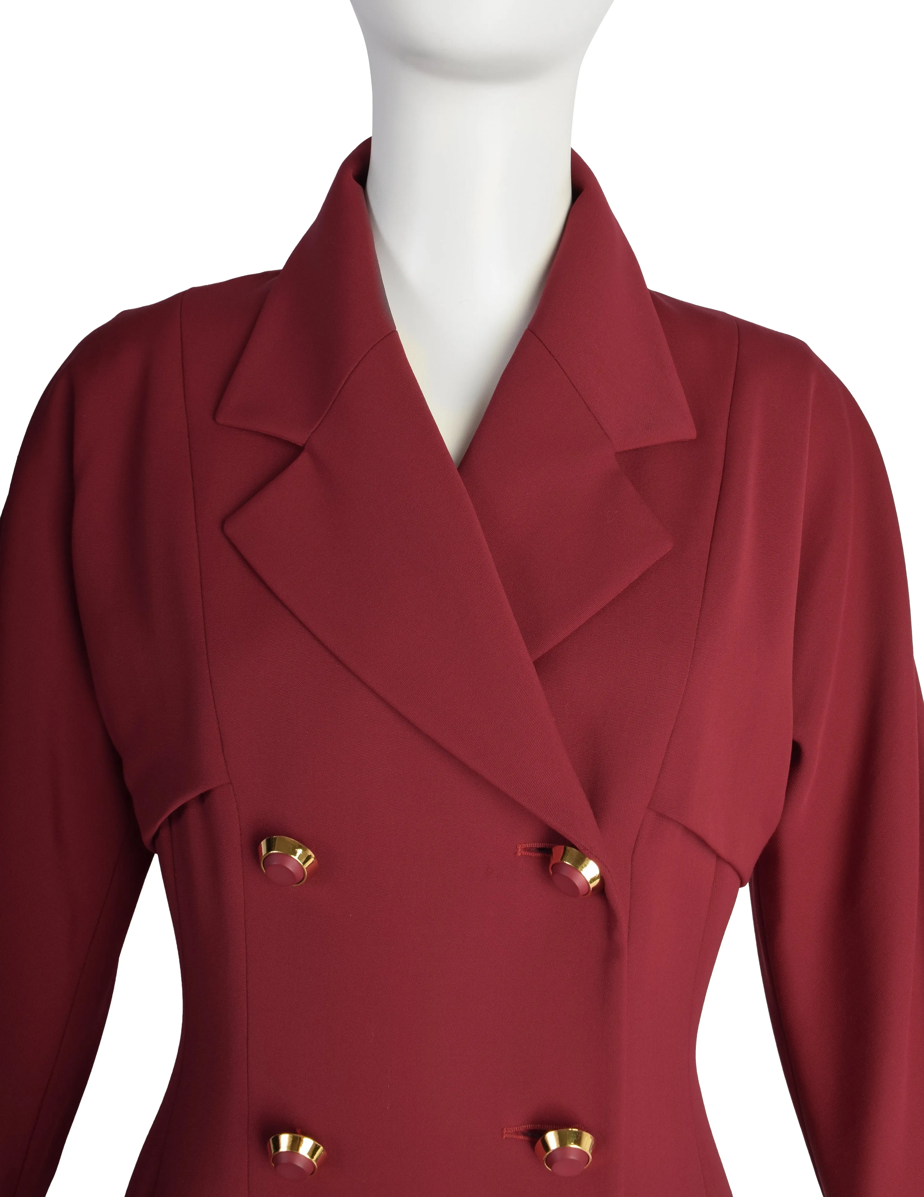 Karl Lagerfeld Vintage AW 1991 Deep Red Wool Gabardine Double Breasted Tailored Jacket