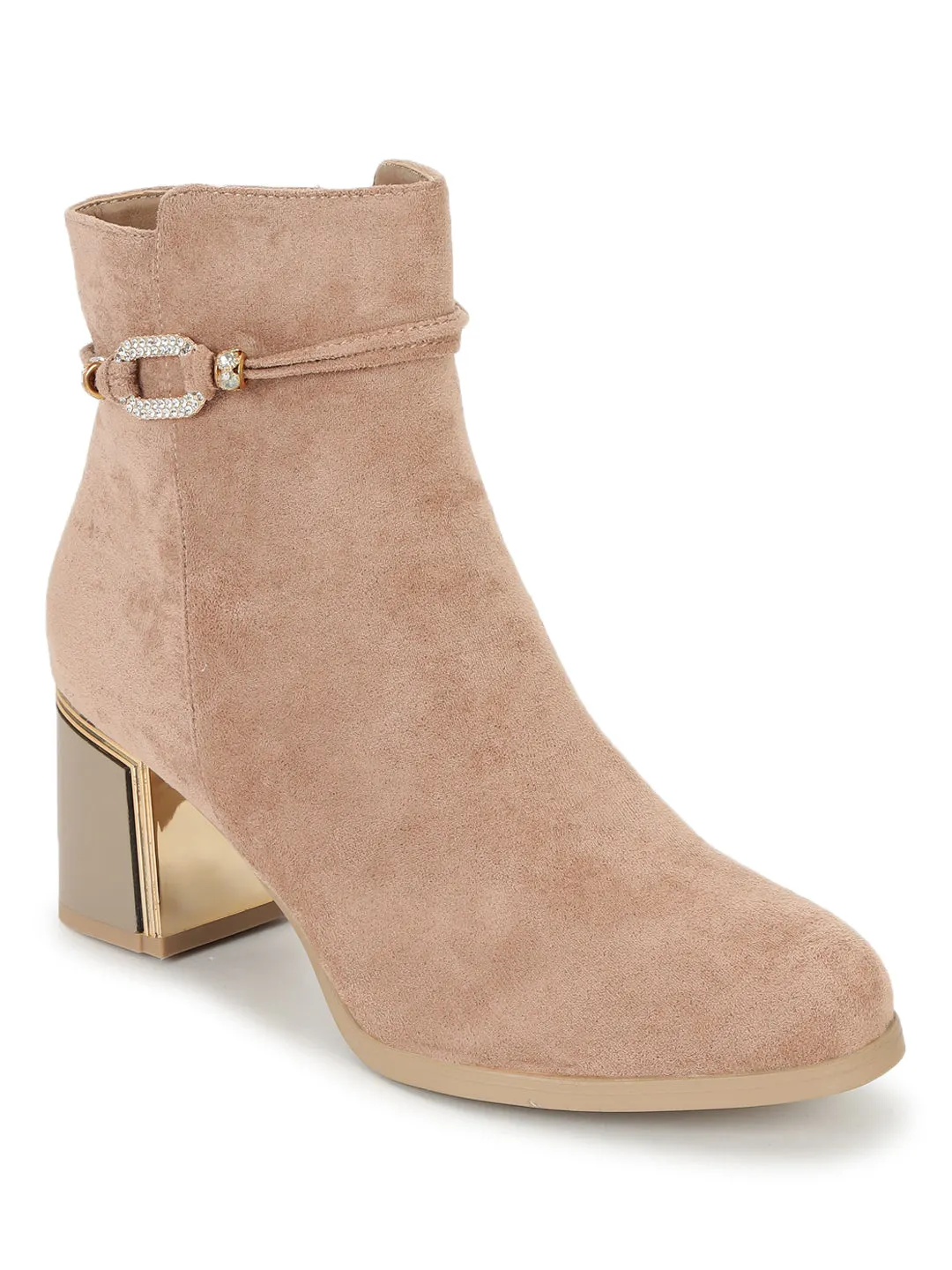 Khaki Suede High-End-Fashion Stylish Ankle Boots (TC-RS3691-KHA)