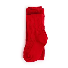 Little Stocking Co Cable Knit Tights - Bright Red