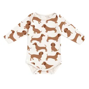 Long sleeve bodysuit- brown dachshunds