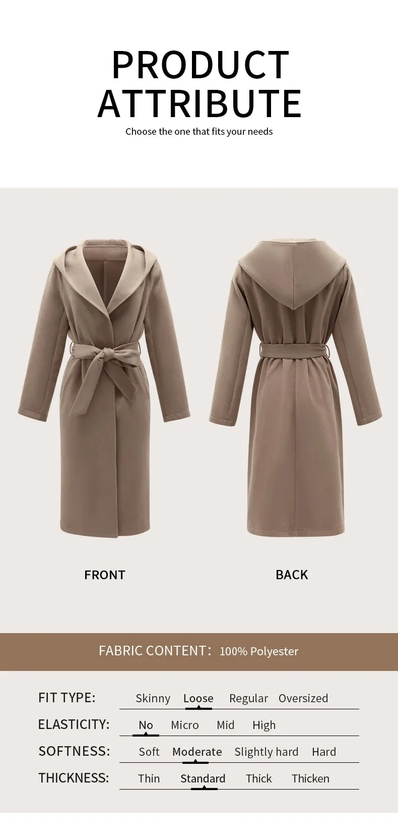 Luxurious Casual Winter Wool Coat