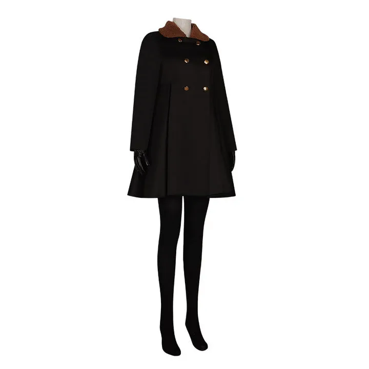 M3GAN Amie Donald Black Fur Collar Coat