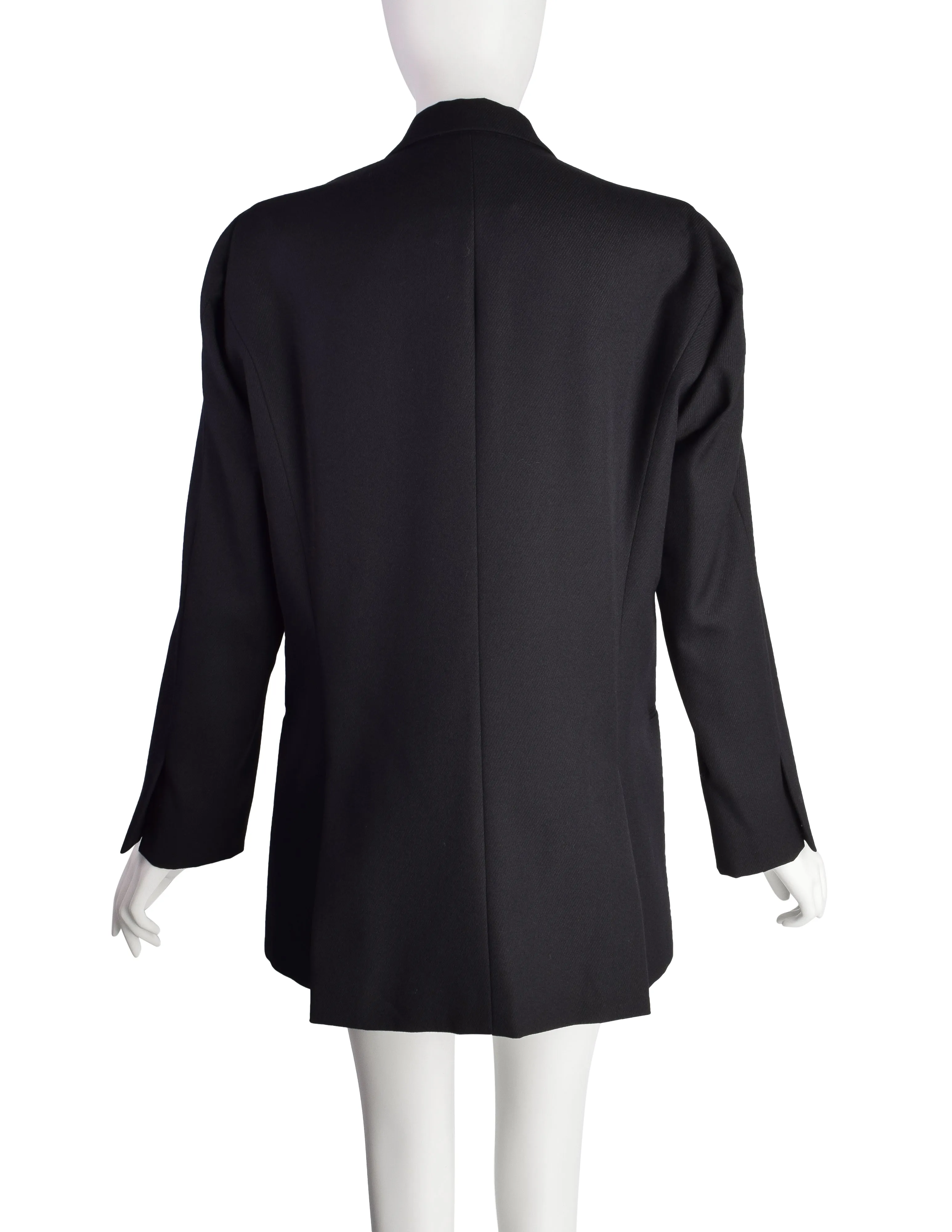 Maison Martin Margiela Vintage AW 1998 Flat Pattern Off-Set Sleeve Black Wool Blazer Jacket