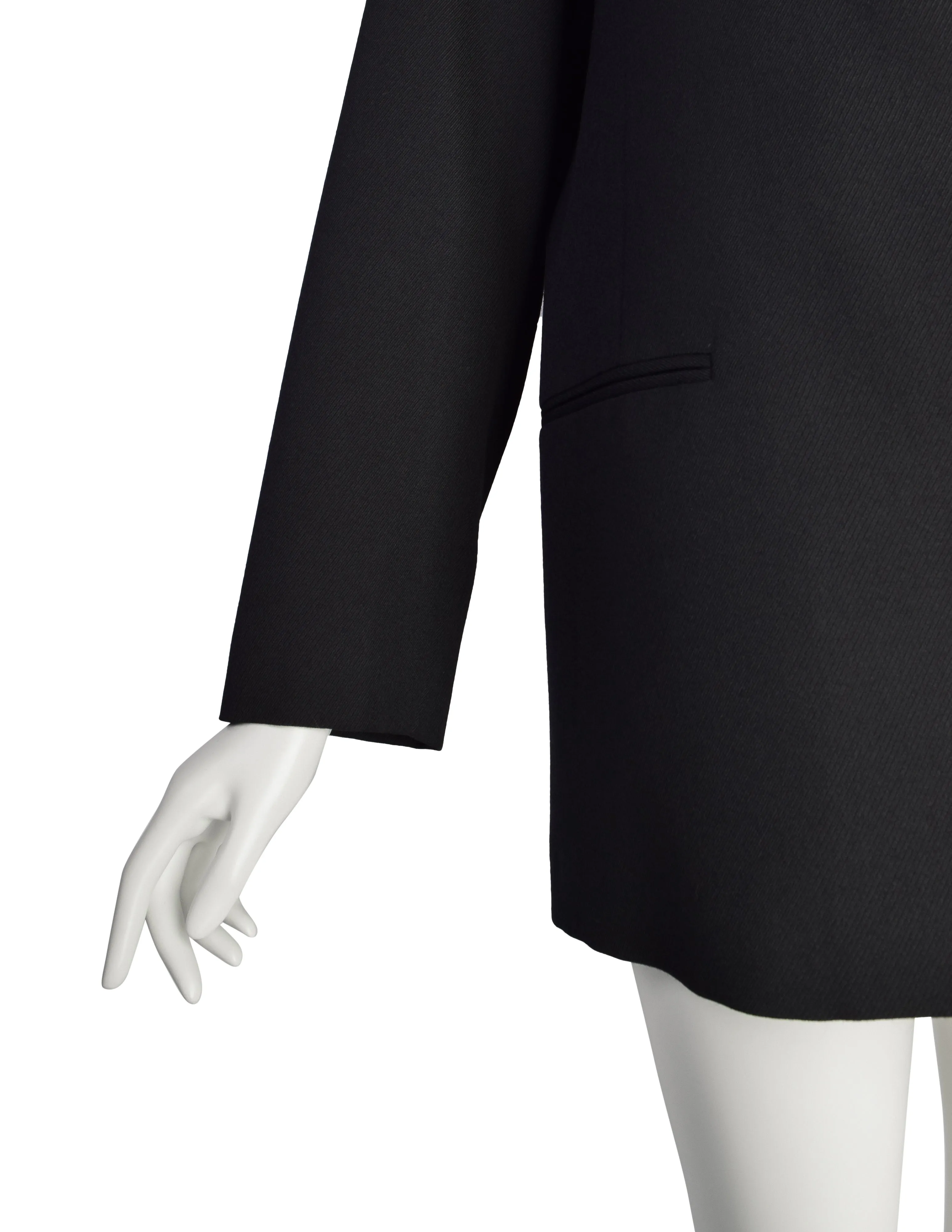 Maison Martin Margiela Vintage AW 1998 Flat Pattern Off-Set Sleeve Black Wool Blazer Jacket