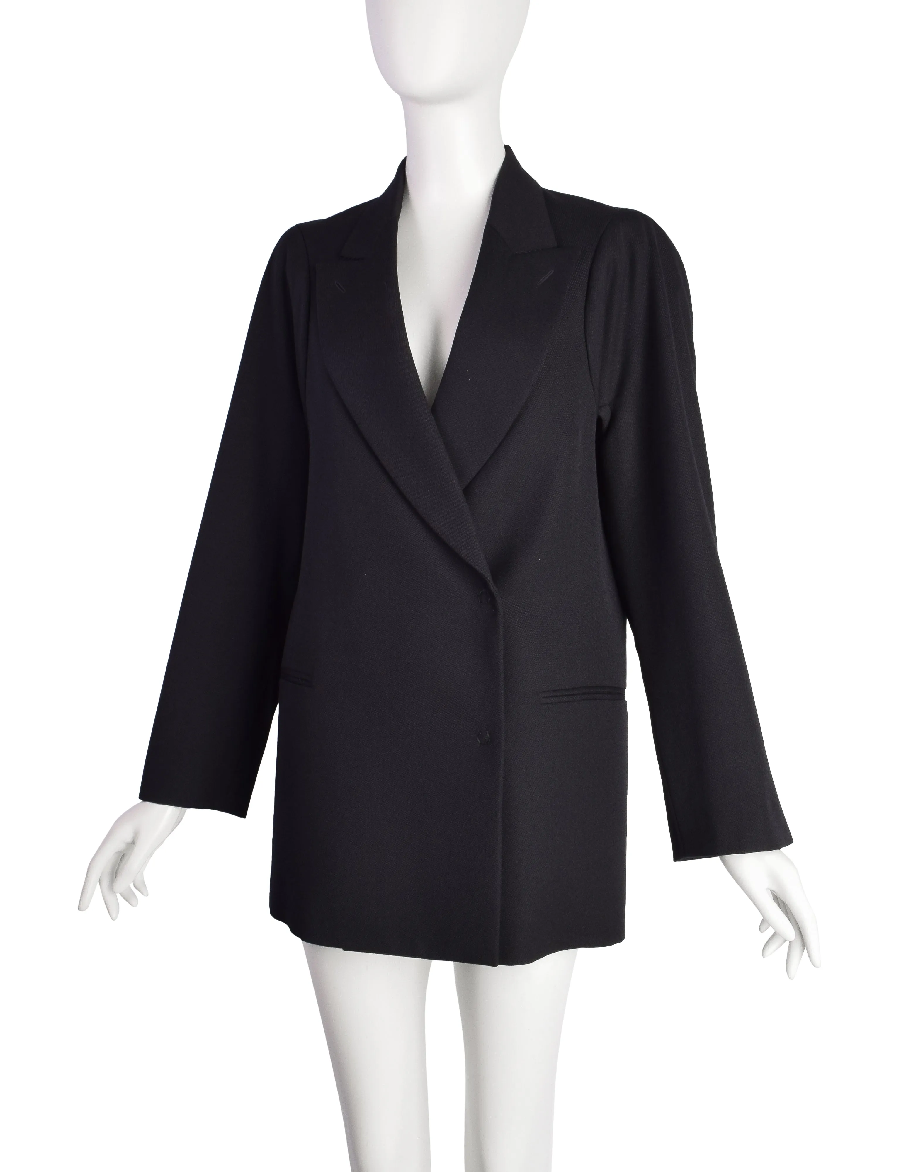 Maison Martin Margiela Vintage AW 1998 Flat Pattern Off-Set Sleeve Black Wool Blazer Jacket