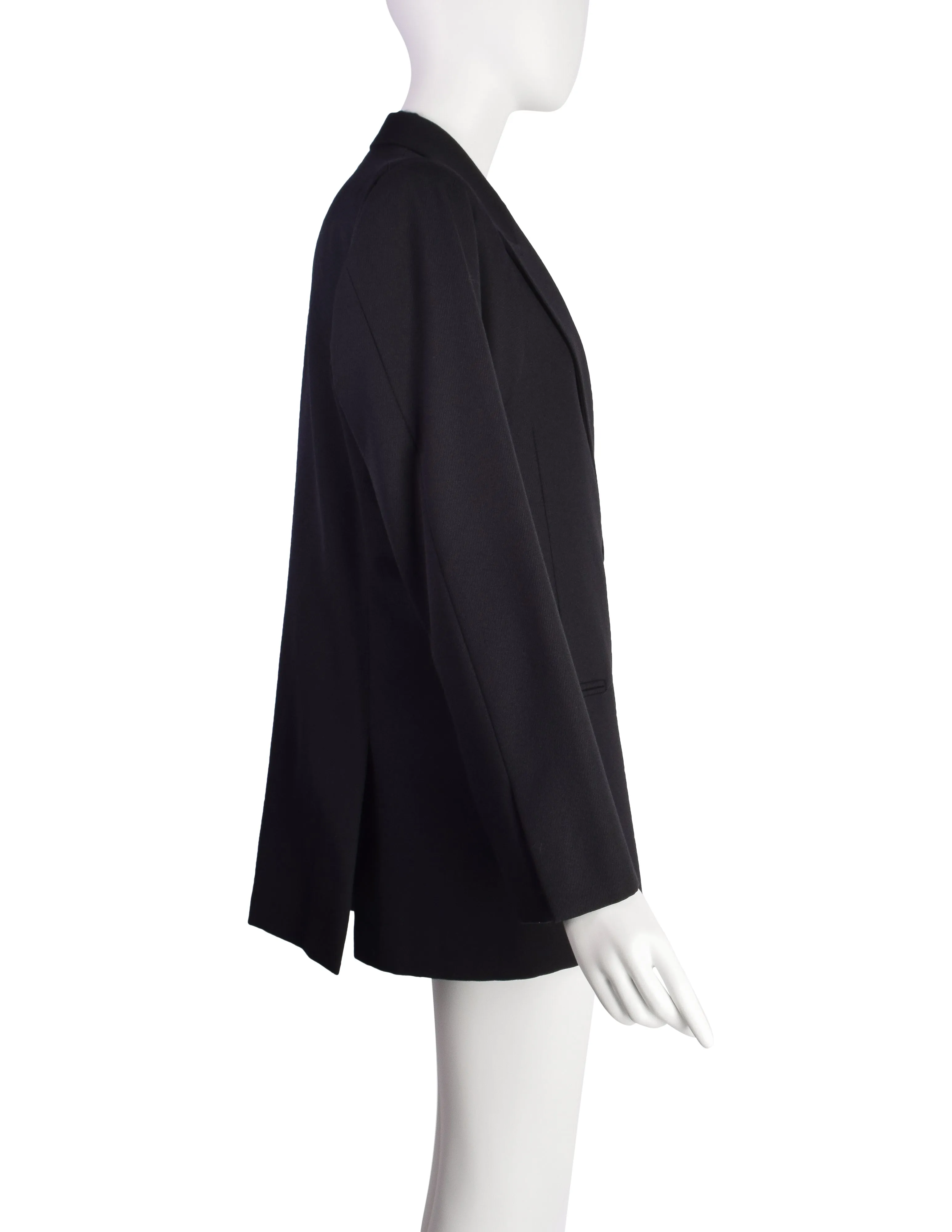 Maison Martin Margiela Vintage AW 1998 Flat Pattern Off-Set Sleeve Black Wool Blazer Jacket