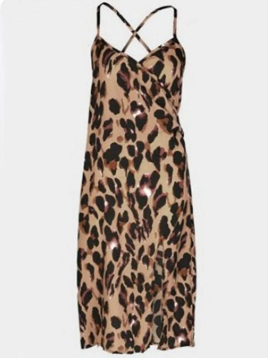 Maternity Leopard Print V-Neck Split Dress