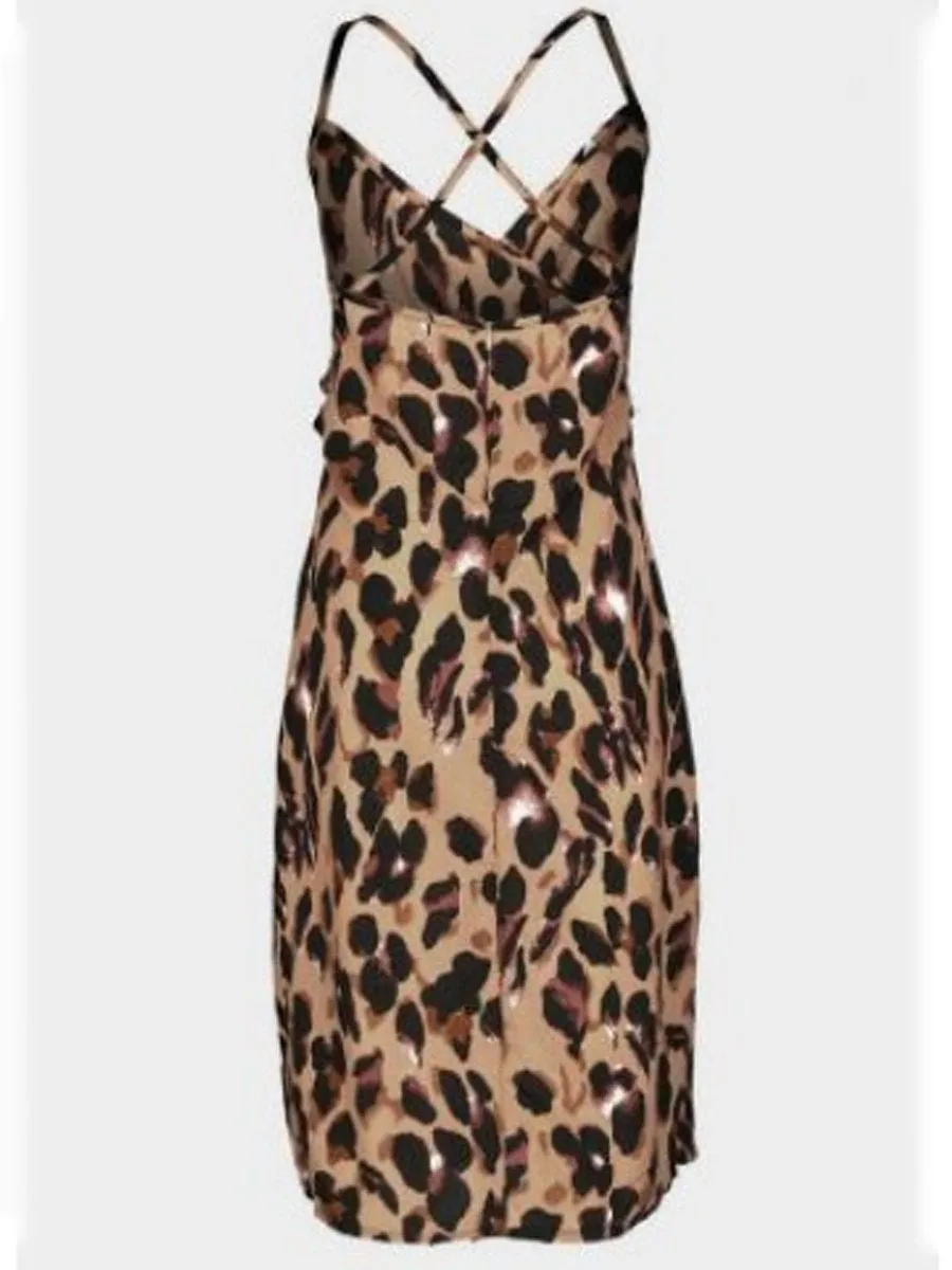 Maternity Leopard Print V-Neck Split Dress