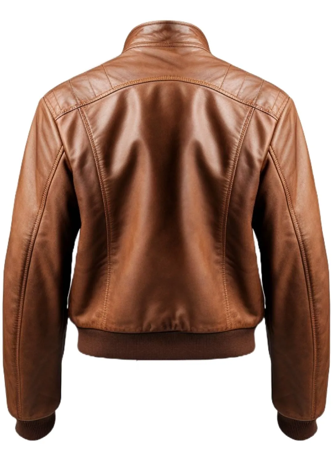 Men Brown Bomber Leather Jacket - Brown Bomber Leather Jacket