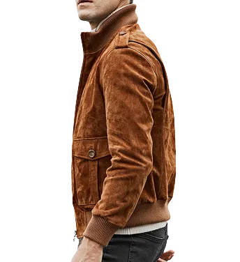 Mens Bennett Suede Leather Bomber Jacket