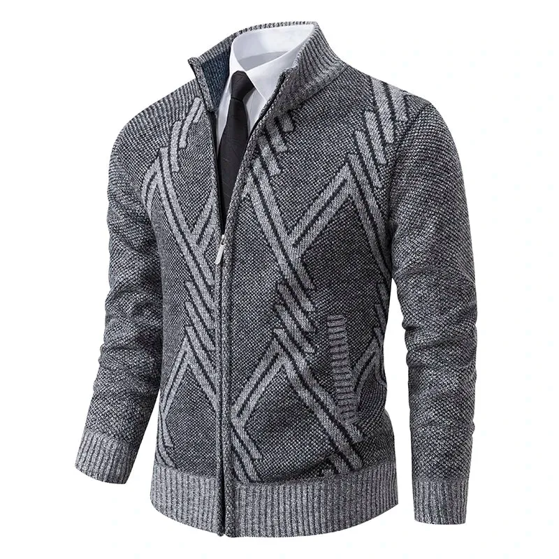 Men's Knit Fleece Lined Sweater Coat Cardigan