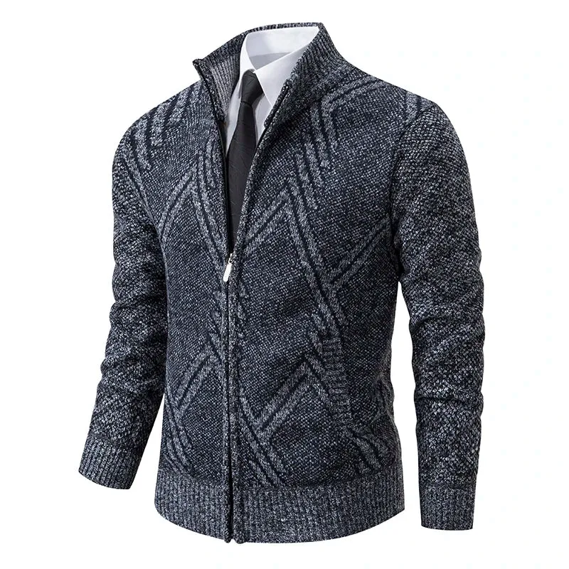 Men's Knit Fleece Lined Sweater Coat Cardigan