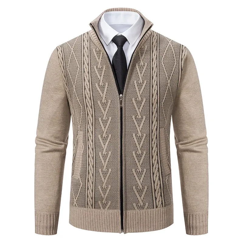 Men's Knit Fleece Lined Sweater Coat Cardigan