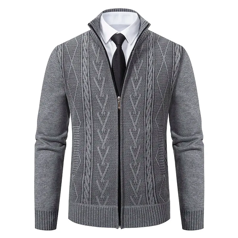 Men's Knit Fleece Lined Sweater Coat Cardigan