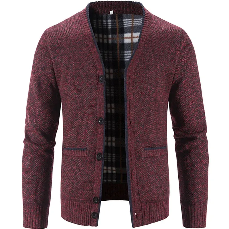 Men's Knit Fleece Lined Sweater Coat Cardigan