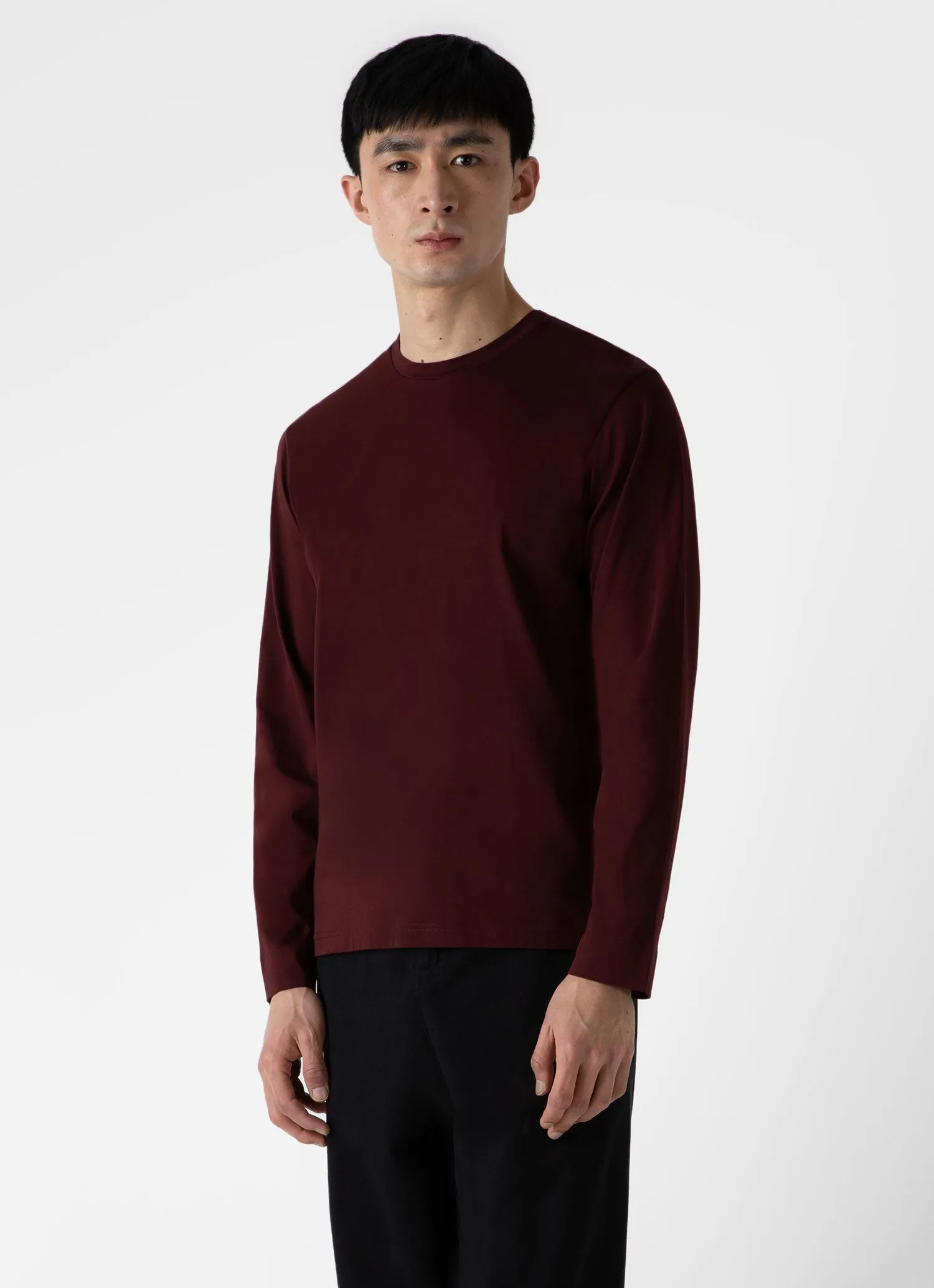 Men's Long Sleeve Riviera Midweight T-shirt in Maroon