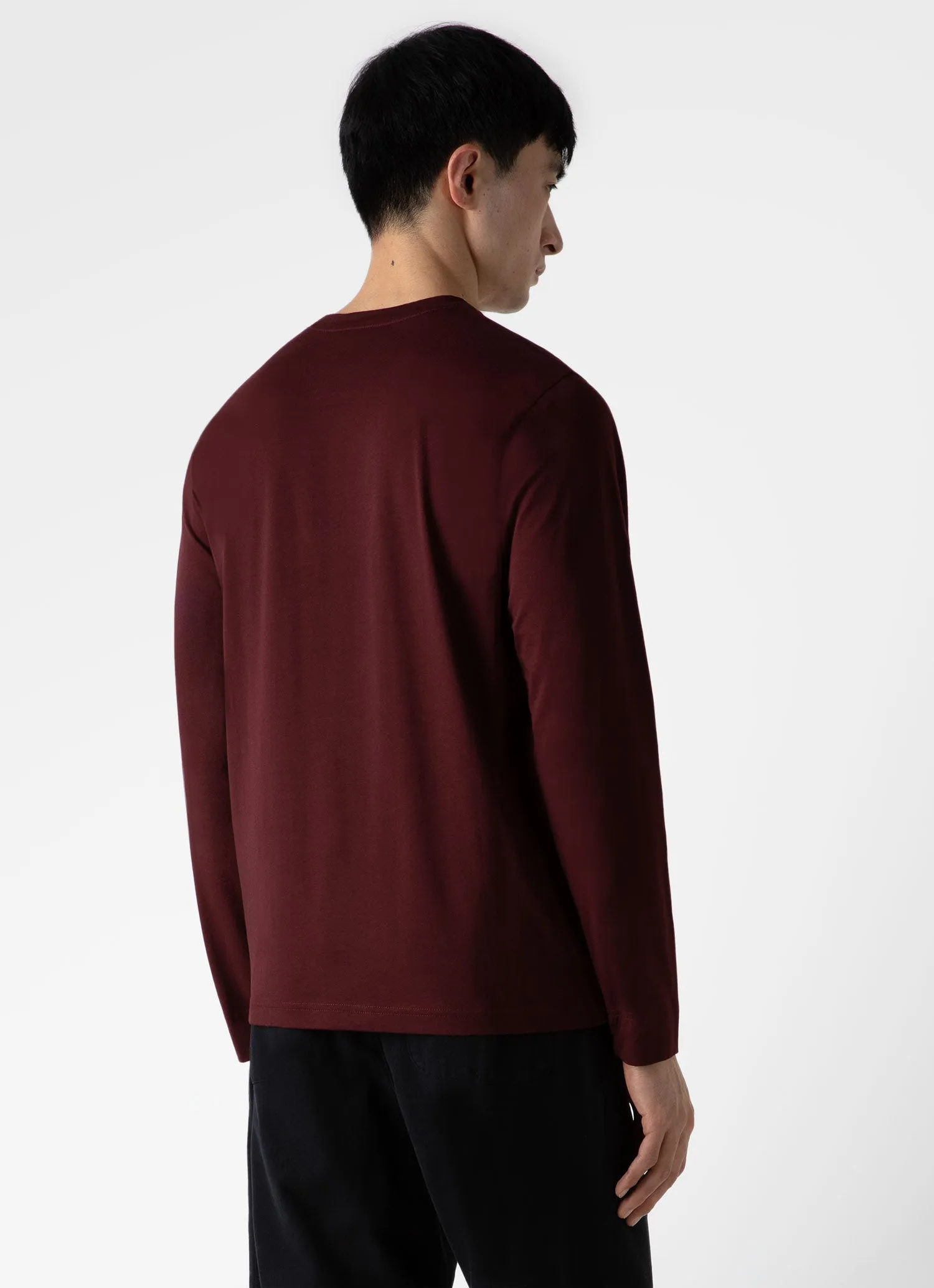 Men's Long Sleeve Riviera Midweight T-shirt in Maroon