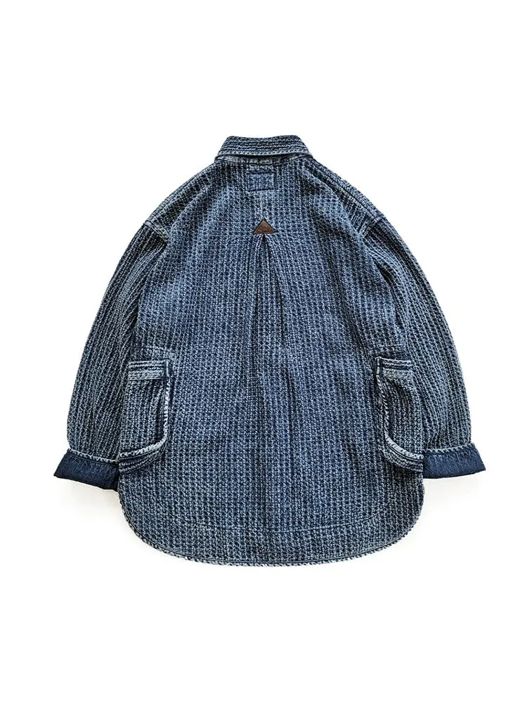 Men's Washed Sashiko Shirt Jacket