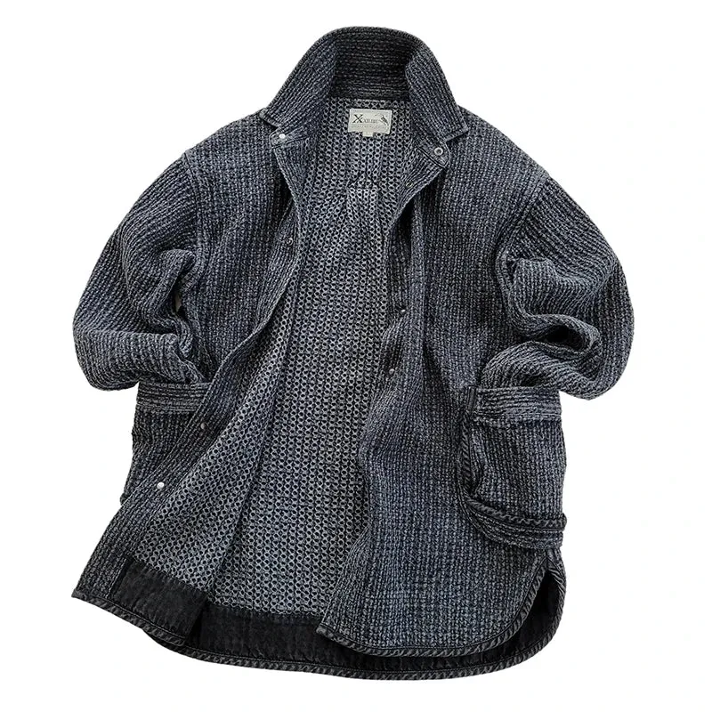 Men's Washed Sashiko Shirt Jacket