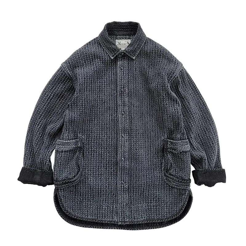 Men's Washed Sashiko Shirt Jacket