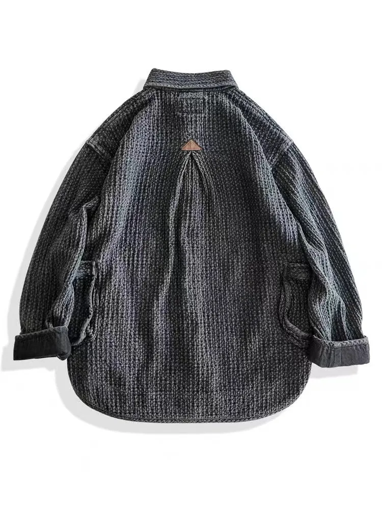 Men's Washed Sashiko Shirt Jacket