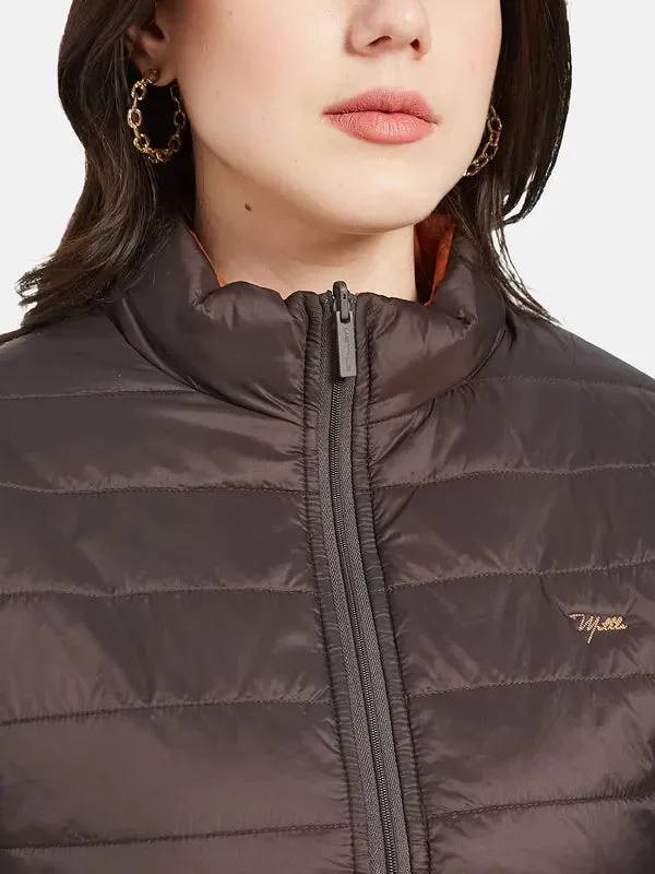 Mettle Women Brown Crop Puffer Jacket