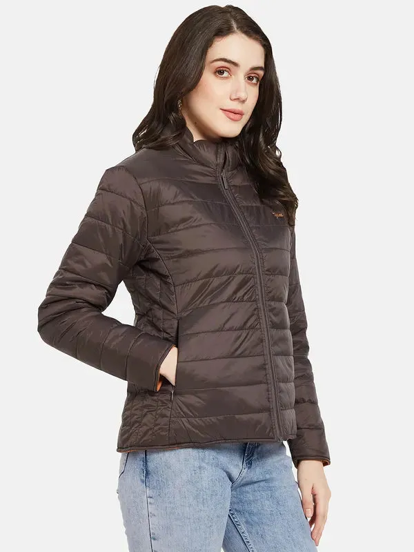 Mettle Women Brown Crop Puffer Jacket