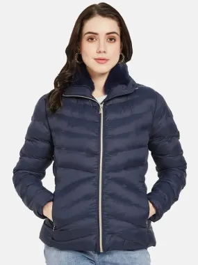 Mettle Women Navy Blue Puffer Jacket