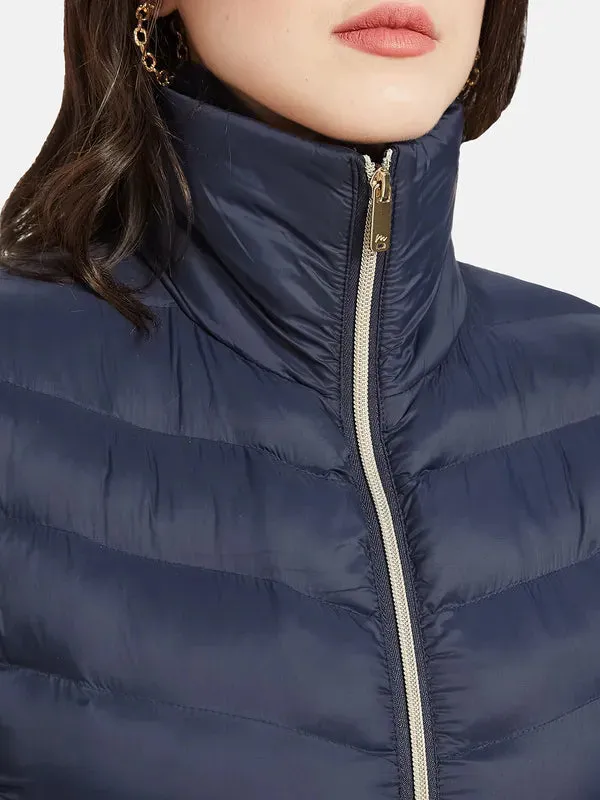 Mettle Women Navy Blue Puffer Jacket