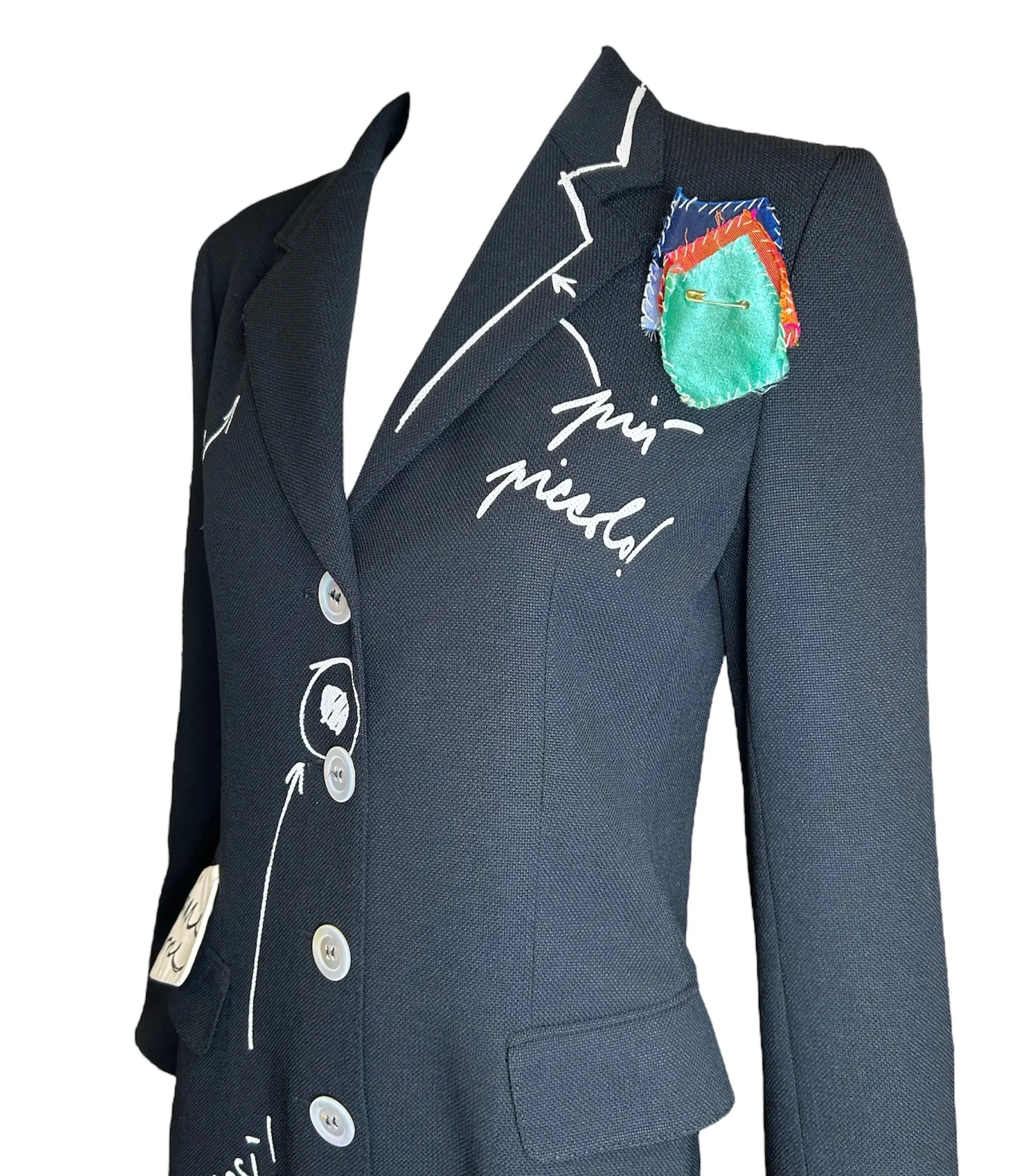 MOSCHINO Couture Whimsically Notated Designer's Coat