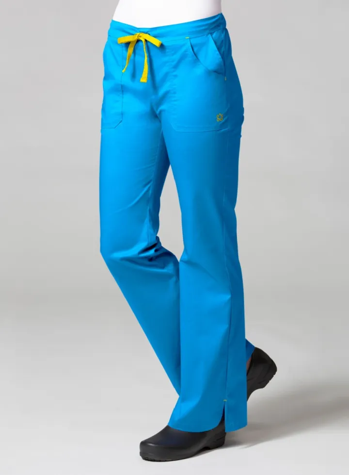 Multi Pocket Flare Pant XS-2XL by Maevn (Petite) /  PACIFIC BLUE/YELLOW TRIM