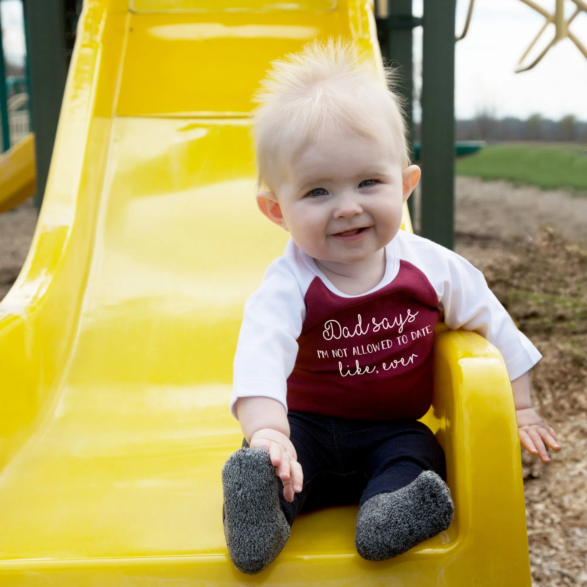 Not Allowed 3/4 Length Sleeve Maroon Onesie