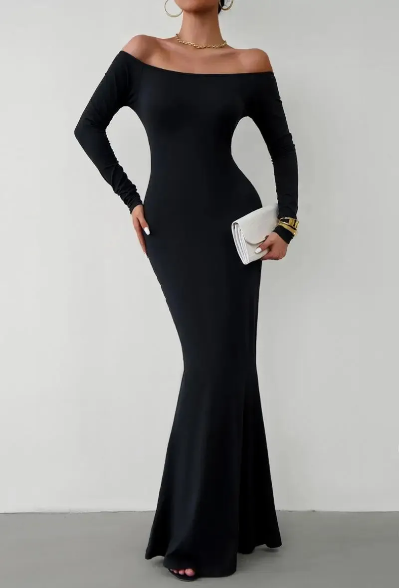 Off Shoulder Bodycon Mermaid Evening Dress - Full Length