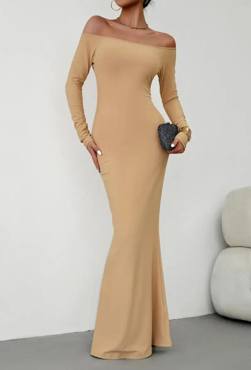 Off Shoulder Bodycon Mermaid Evening Dress - Full Length