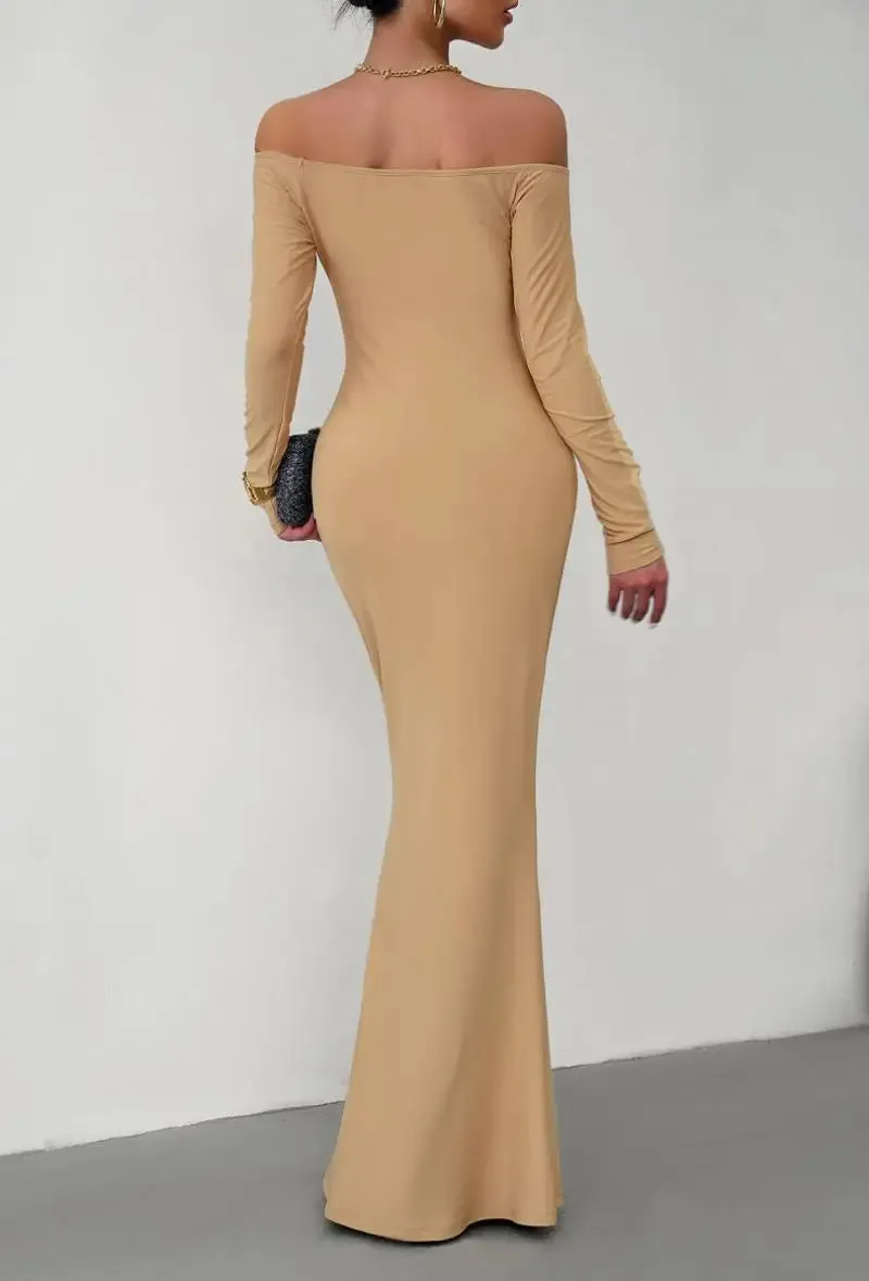 Off Shoulder Bodycon Mermaid Evening Dress - Full Length