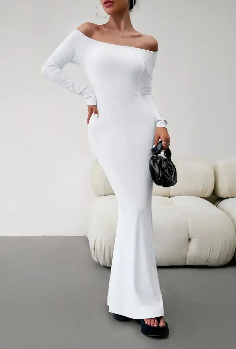 Off Shoulder Bodycon Mermaid Evening Dress - Full Length