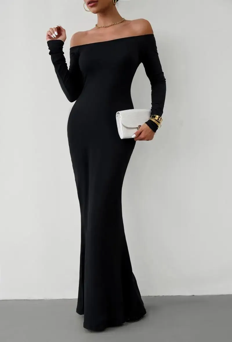 Off Shoulder Bodycon Mermaid Evening Dress - Full Length