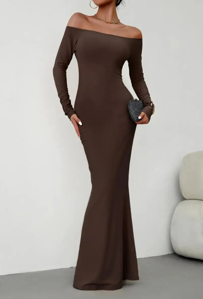 Off Shoulder Bodycon Mermaid Evening Dress - Full Length