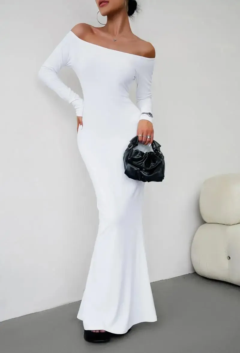 Off Shoulder Bodycon Mermaid Evening Dress - Full Length