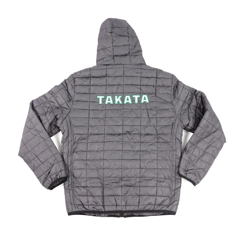 Official Takata Grey Zip-Up Puffer Jacket with Embroidered Logo - Medium