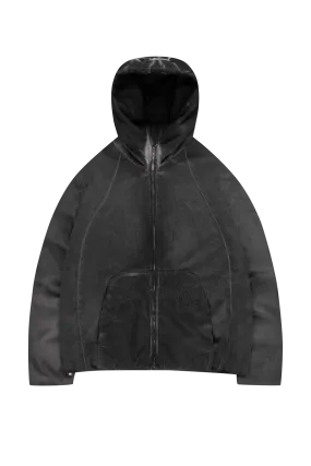 OIL WASHED PUFFER JACKET BLACK