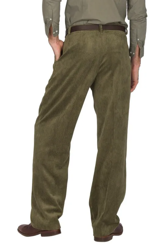 Olive Green Corduroy Tango Pants With Two Pleats