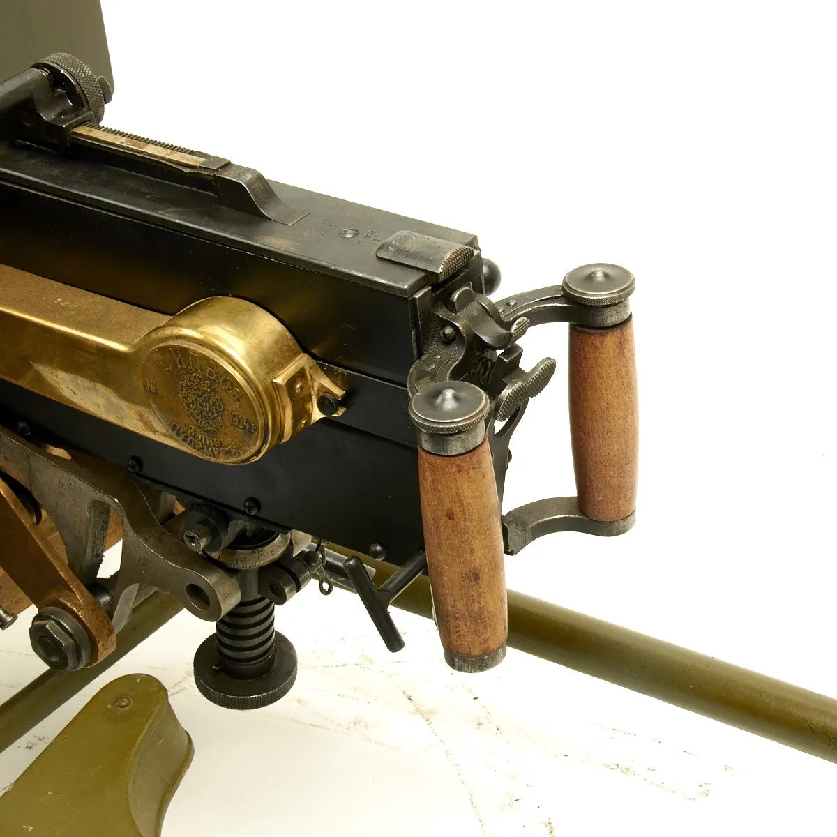 Original Russian M1910 Brass Maxim Display Machine Gun with Brass Sokolov Mount