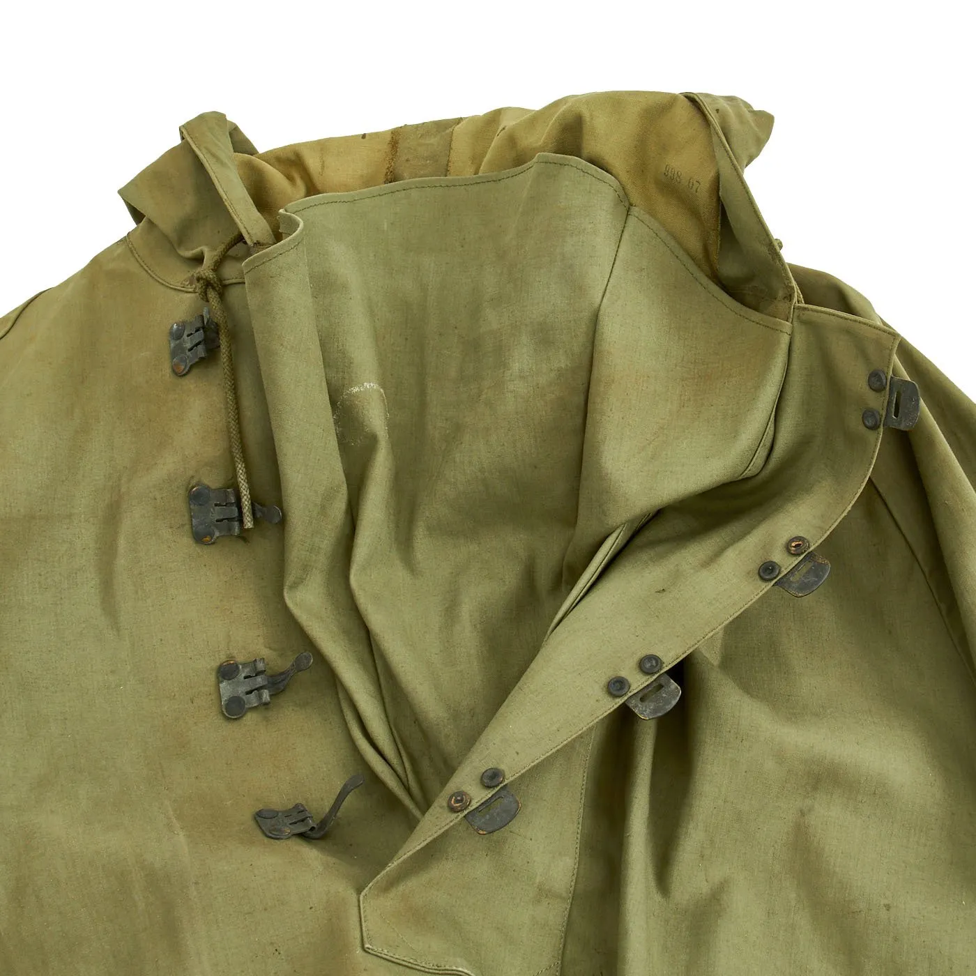 Original U.S. WWII Navy Rain Deck Jacket with Front Snap Hooks - Size Large